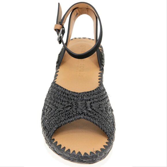 Gentle Souls Lucille Raffia Platform Sandals Flat Size 8 Black Comfort NEW - Picture 3 of 14